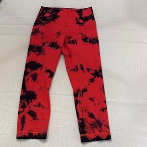 lululemon athletica Red and Black Tie-Dye Leggings